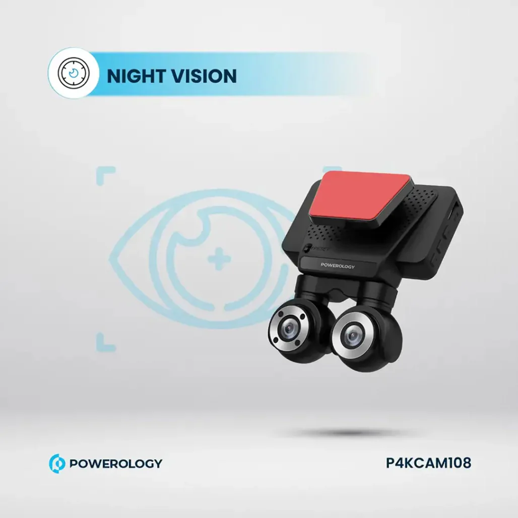 Powerology Dual Lens 4K Dash Camera with Night Vision & Parking Monitor – Black - Image 5