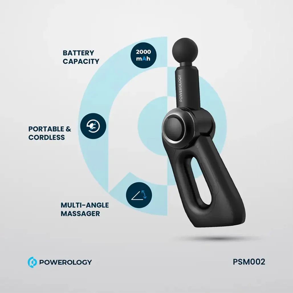 Powerology Full-Body Massage Gun – Deep Tissue Percussion Massager for Muscle Recovery & Pain Relief - Image 3
