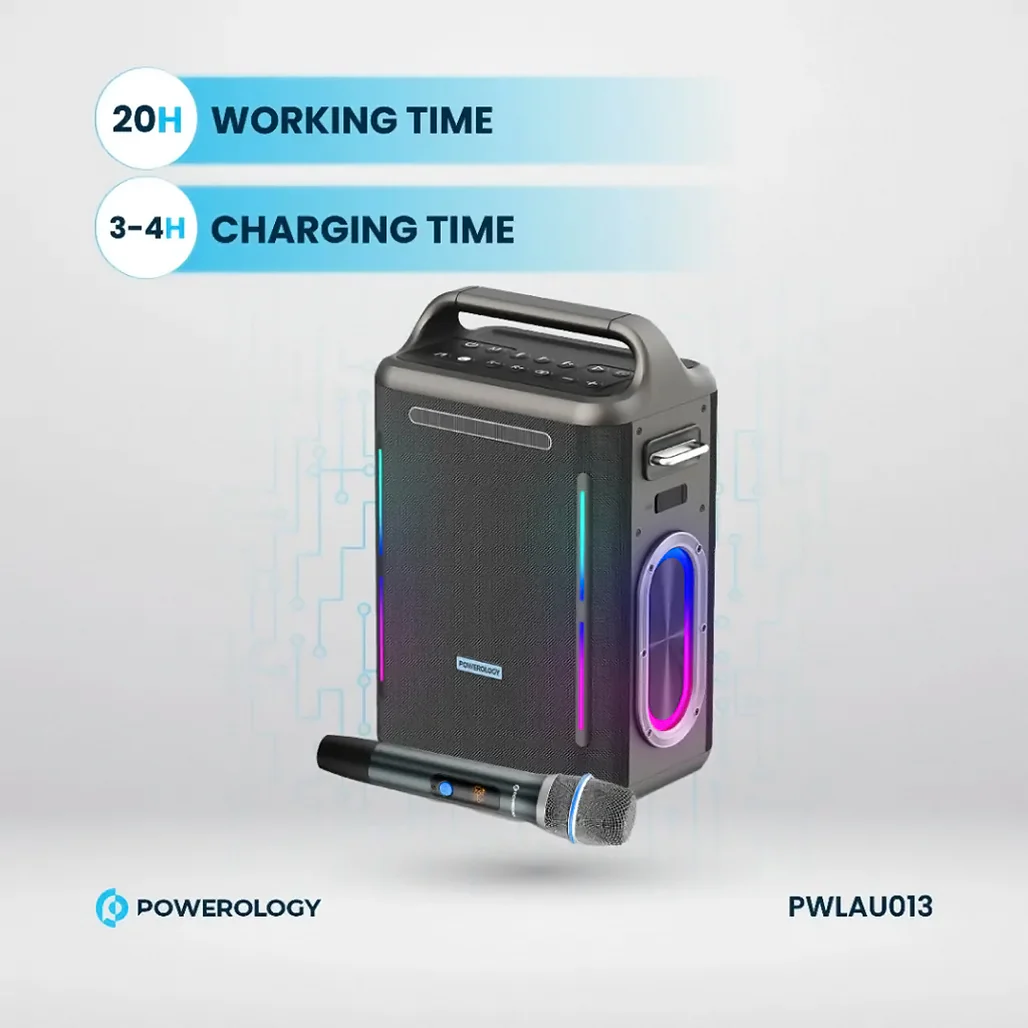Powerology Karaoke Party Speaker - Silver - Image 3