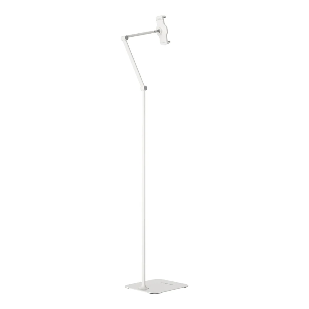 Powerology Multi-Joint Floor Stand with Metal Base for Phones & Tablets – Adjustable 110-170 cm, 360° Rotating Head, White - Image 3
