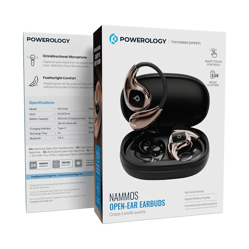 Powerology Nammos Open-Ear Earbuds - Matte Black - Image 4