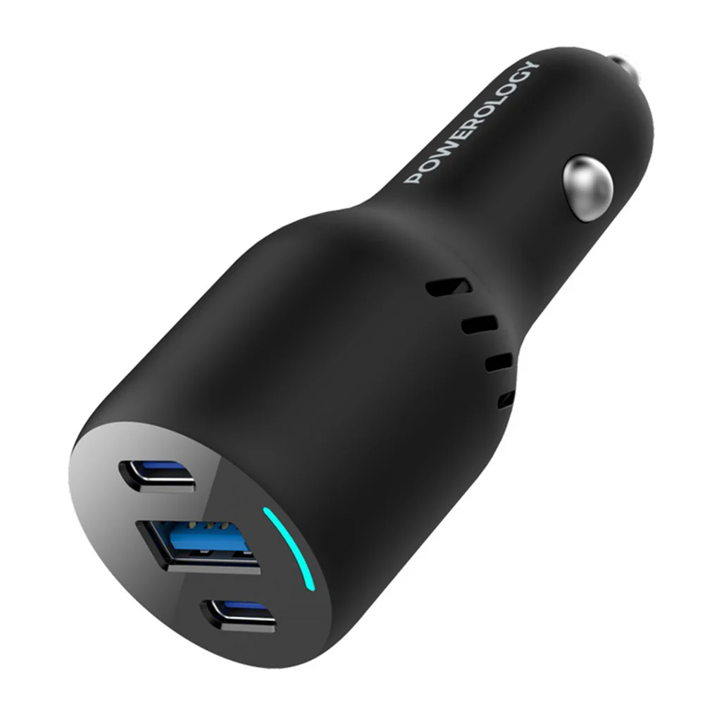 Powerology PD65W + PD20W + QC18W LED Triple Ports Car Charger - Black