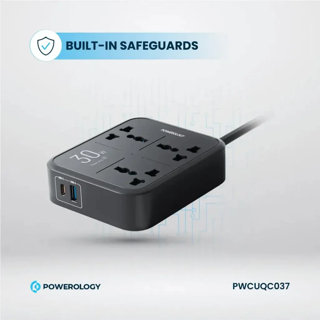Powerology Power Strip 3250W 3AC - Black - Image 5