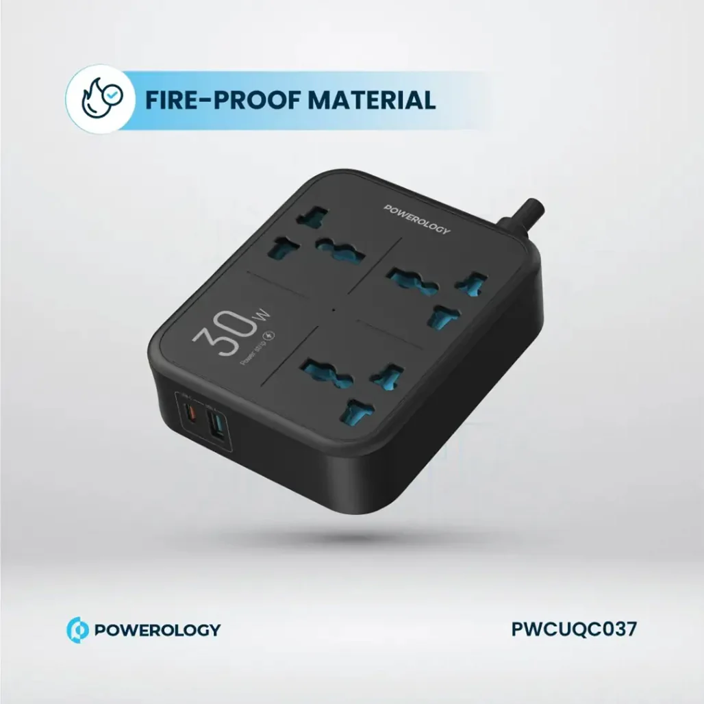 Powerology Power Strip 3250W 3AC - Black - Image 6