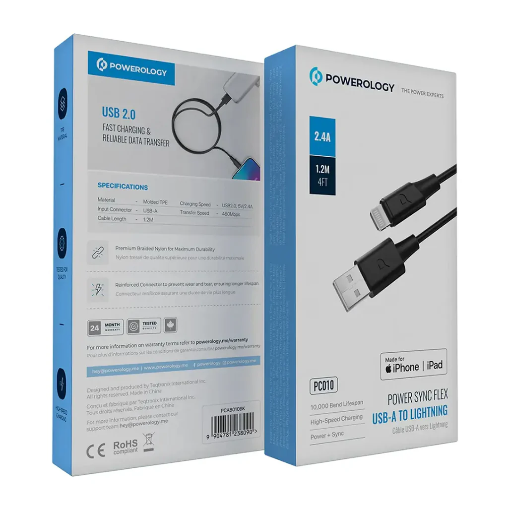 Powerology Power Sync Flex USB-A to Lightning Cable - Image 2