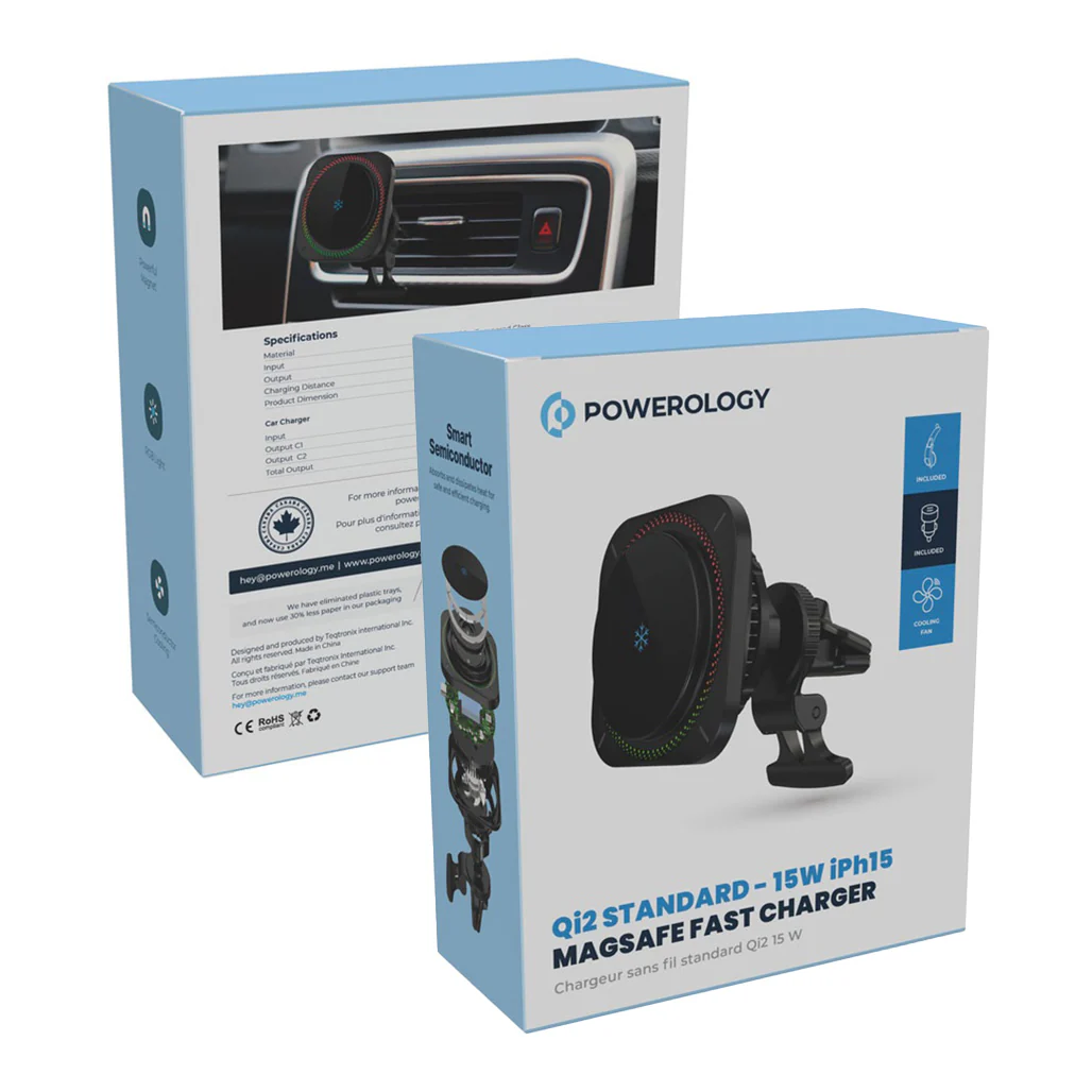 Powerology Qi2 15W MagSafe Fast Charger with Dual 20W Car Charger – Compatible with iPhone 15 - Image 5