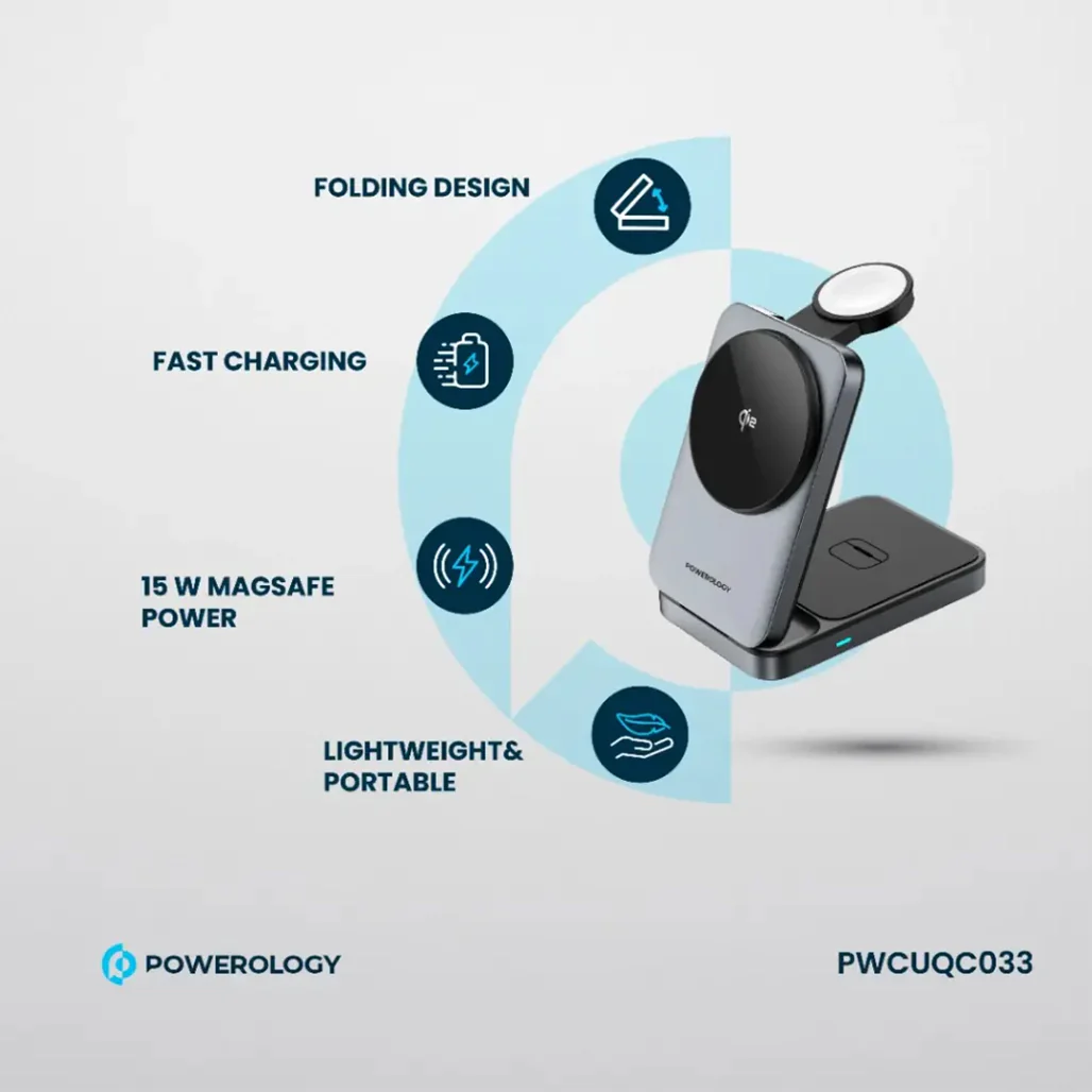 Powerology Qi2 Fast Charging Multi-Device Hub – Compact Wireless Charger for Apple Devices - Image 2
