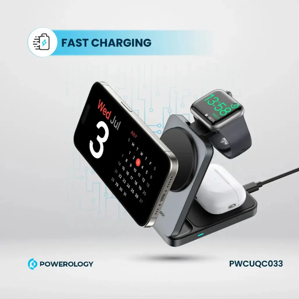Powerology Qi2 Fast Charging Multi-Device Hub – Compact Wireless Charger for Apple Devices - Image 4