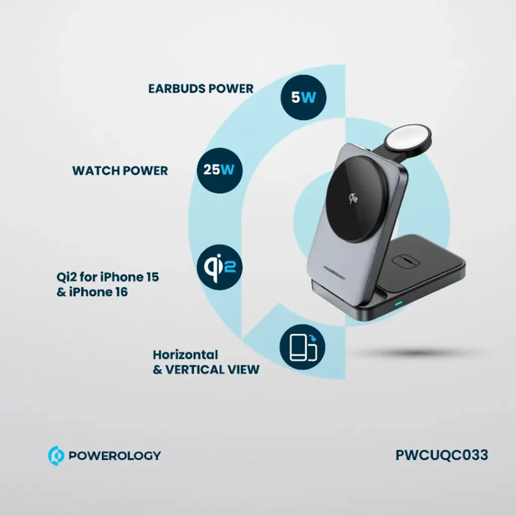 Powerology Qi2 Fast Charging Multi-Device Hub – Compact Wireless Charger for Apple Devices - Image 7