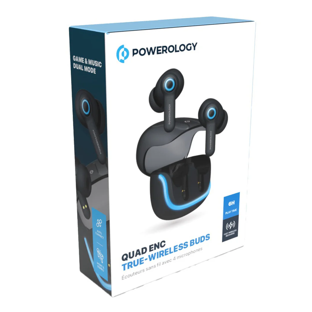 Powerology Quad Mic ENC TWS Earbuds – Superior Sound, Crystal Clear Calls, and RGB Lights - Image 5