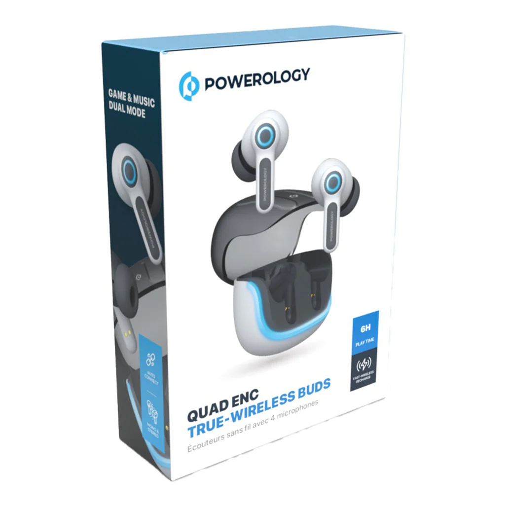 Powerology Quad Mic ENC TWS Earbuds – Superior Sound, Crystal Clear Calls, and RGB Lights - Image 8