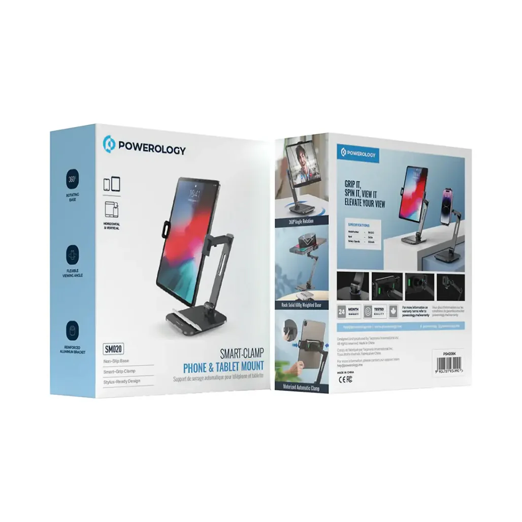 Powerology Smart-Clamp Phone & Tablet Mount - Black - Image 2