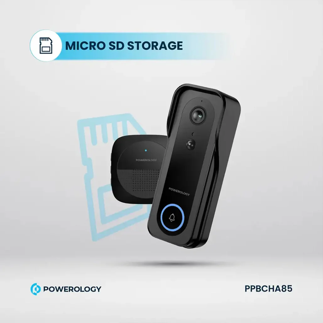 Powerology Smart WiFi Video Doorbell Camera with 3MP HD, Night Vision & 2-Way Audio – Black - Image 5