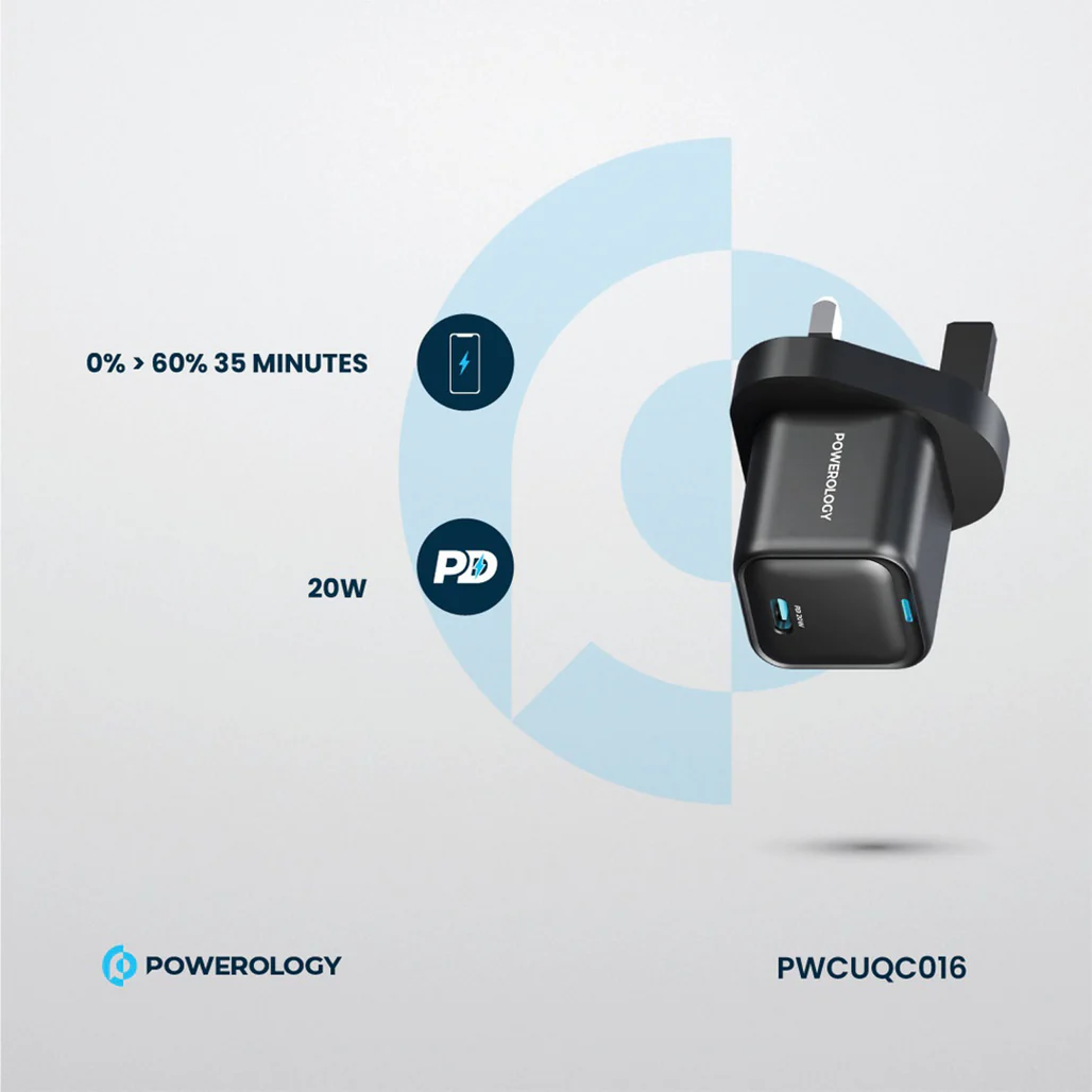 Powerology Ultra-Compact GaN Charger - Black-20w - Image 3