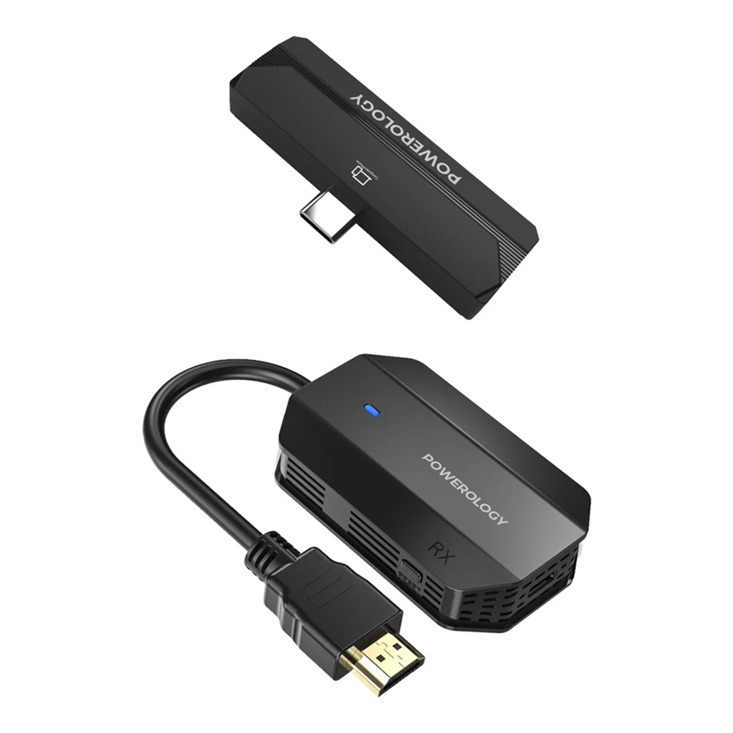Powerology Wireless HDMI Type-C Adapter for Audio & Video Streaming – 50M Range, Low Latency – Black - Image 2