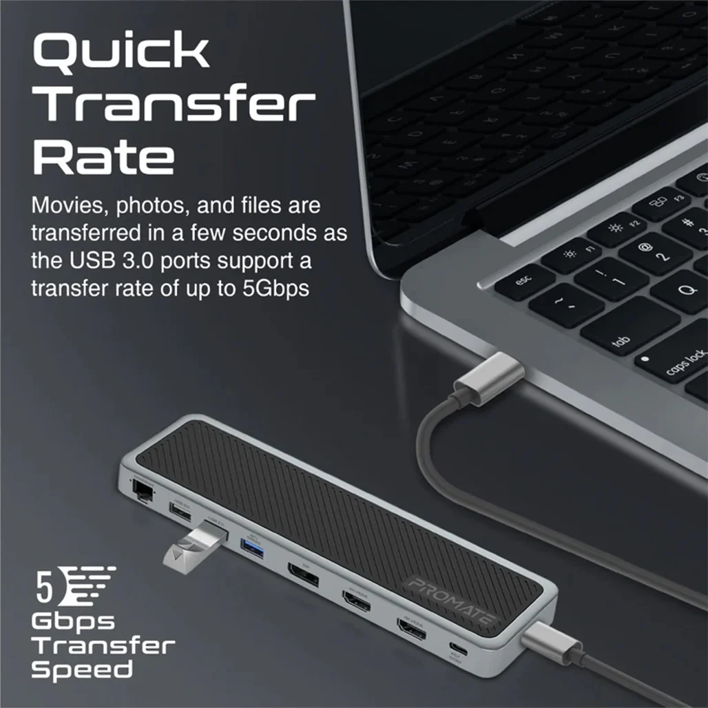 Promate 4K@60Hz Triple Display Multi-Port USB-C Docking Station - Image 5