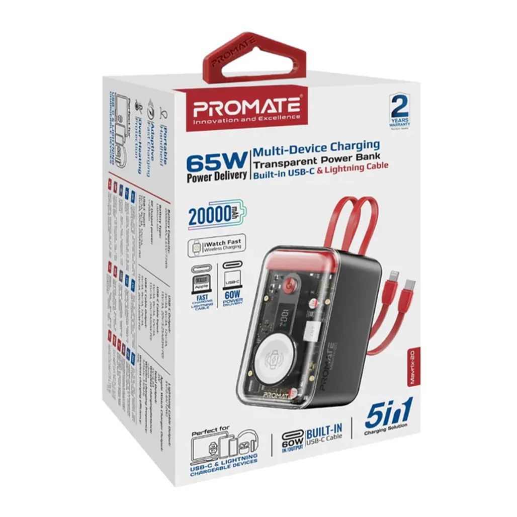 Promate 65W Multi-Device Charging Transparent Power Bank - Image 3