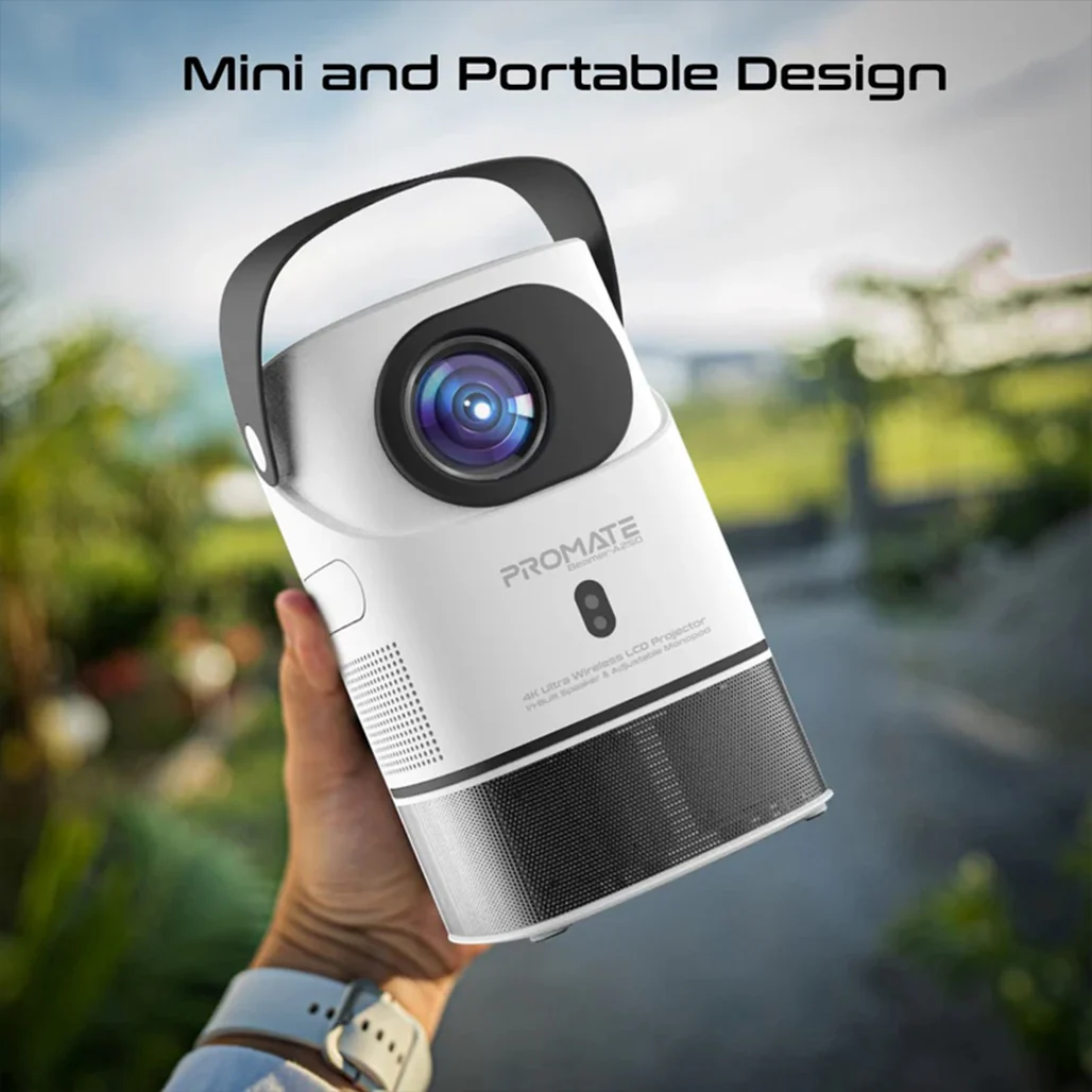 Promate Beamer-A250 4K Ultra HD Wireless LCD Projector with Built-In Speaker & Adjustable Monopod Stand - Image 4