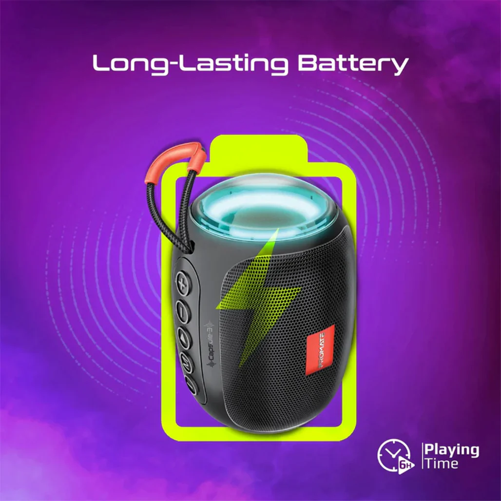 Promate Capsule-3 LumiFlux - Wireless Speaker - Black - Image 7
