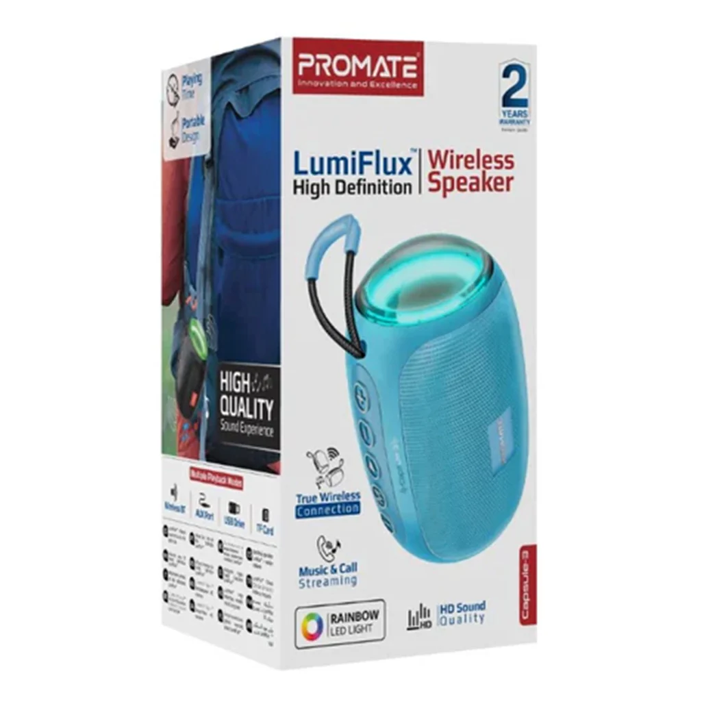 Promate Capsule-3 LumiFlux - Wireless Speaker - Blue - Image 2
