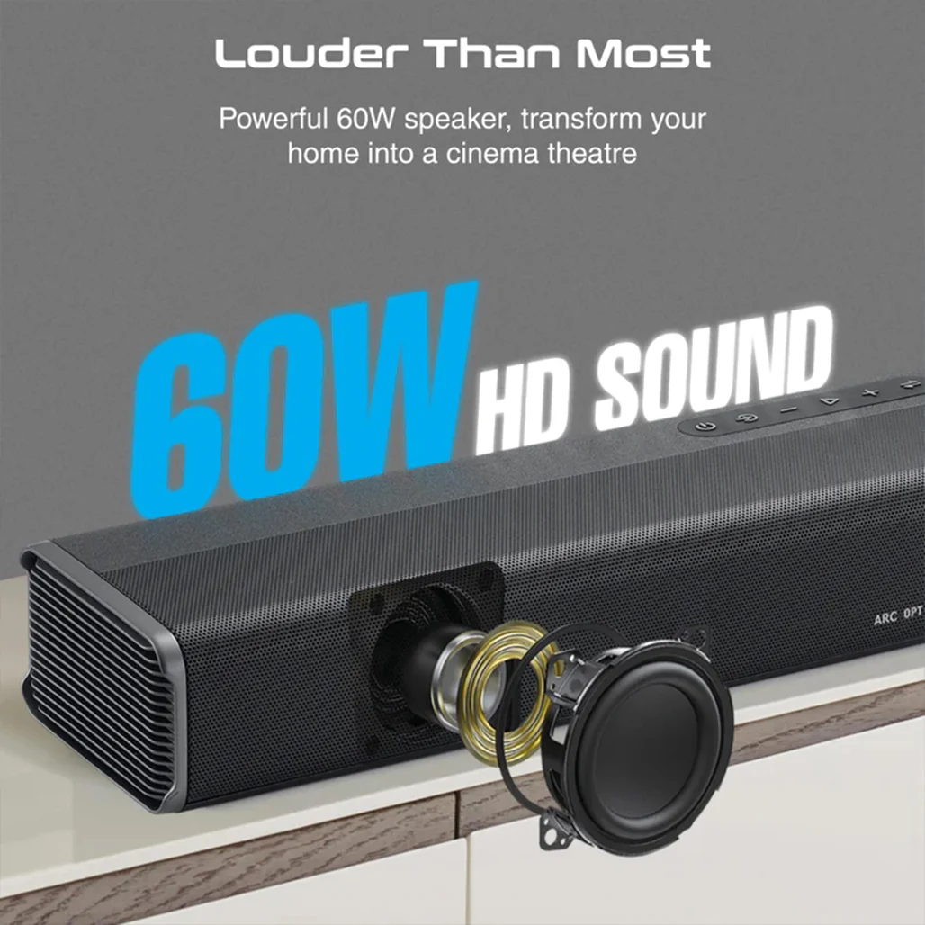 Promate CastBar-60 - 60W Ultra-Slim Soundbar with Built-in Subwoofer - Image 7
