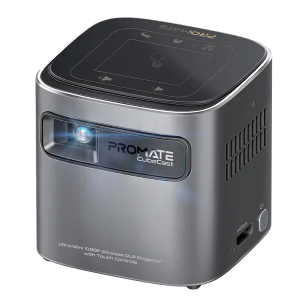 Promate CubeCast – Ultra-Mini Wireless DLP Projector with 1080P Support & Touch Controls