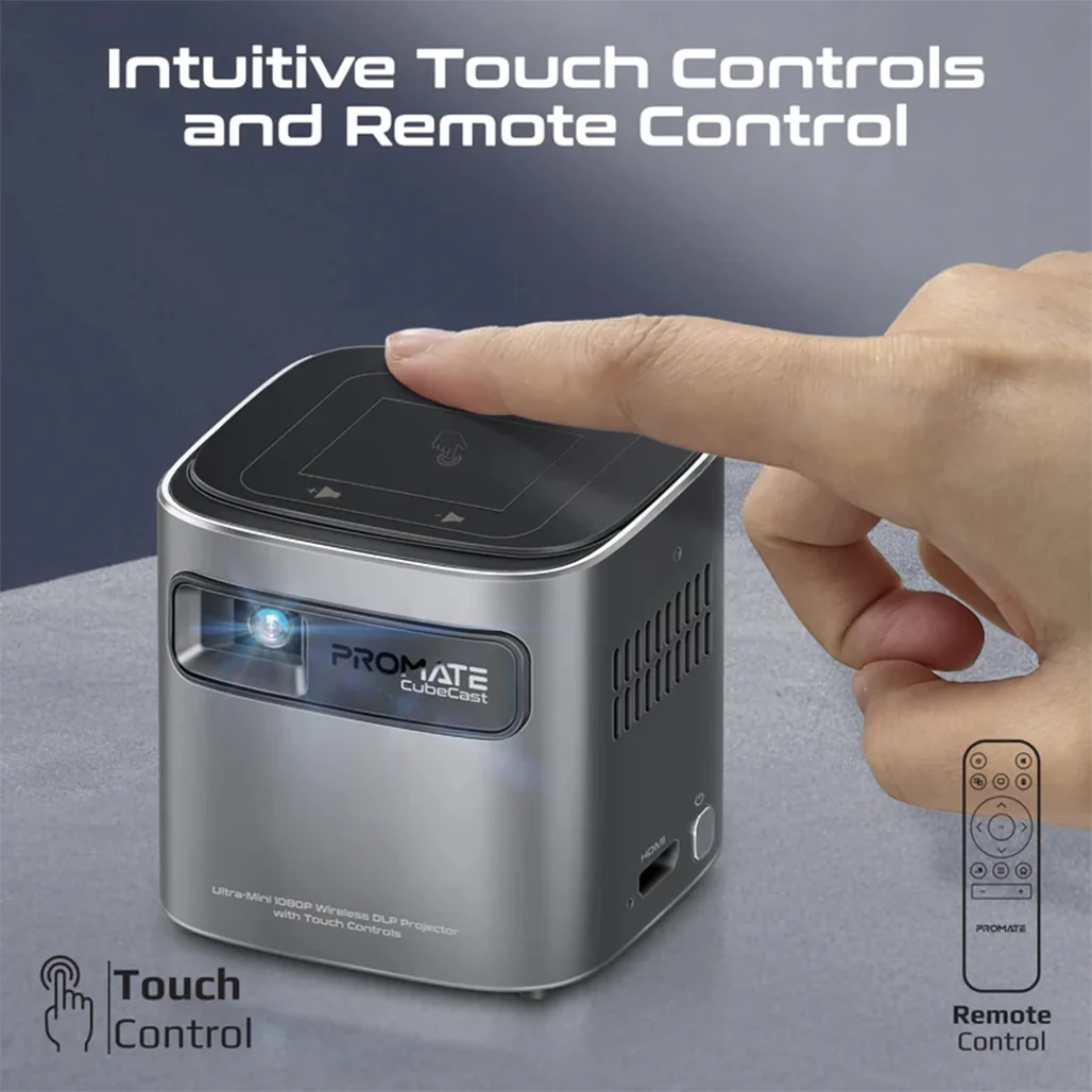 Promate CubeCast – Ultra-Mini Wireless DLP Projector with 1080P Support & Touch Controls - Image 3