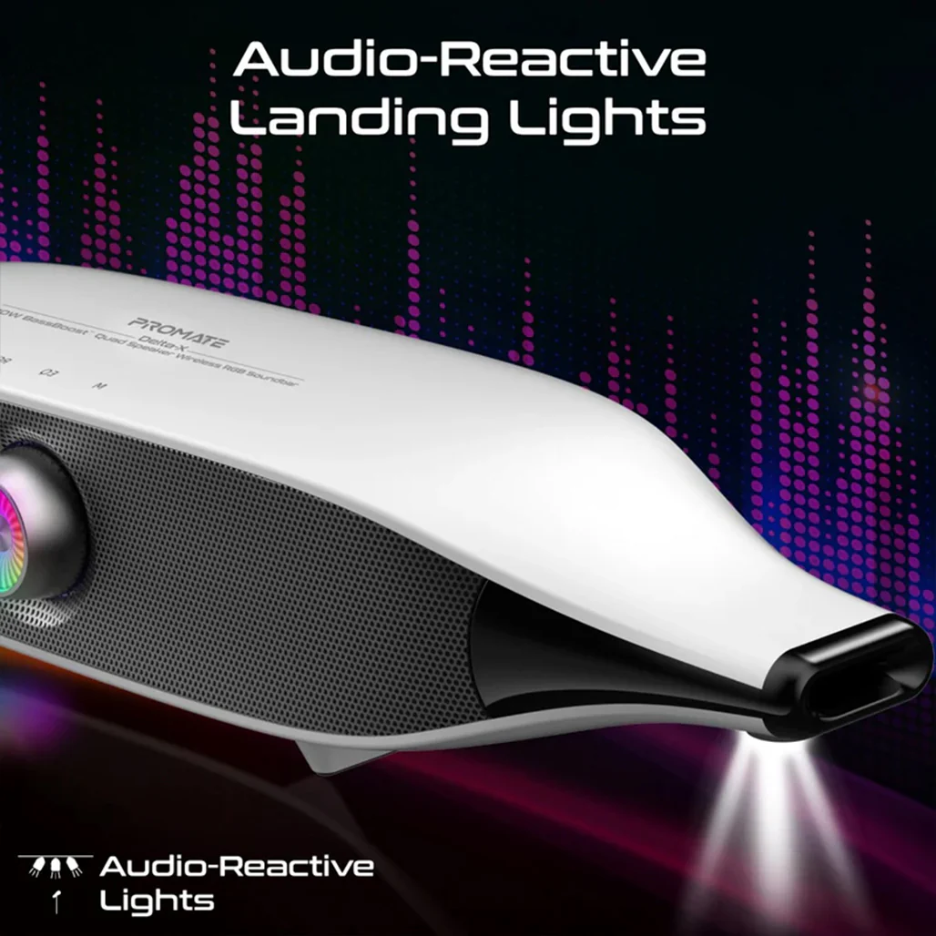 Promate Delta-X - 20W BassBoost™ Quad Speaker Wireless RGB Soundbar - Image 4