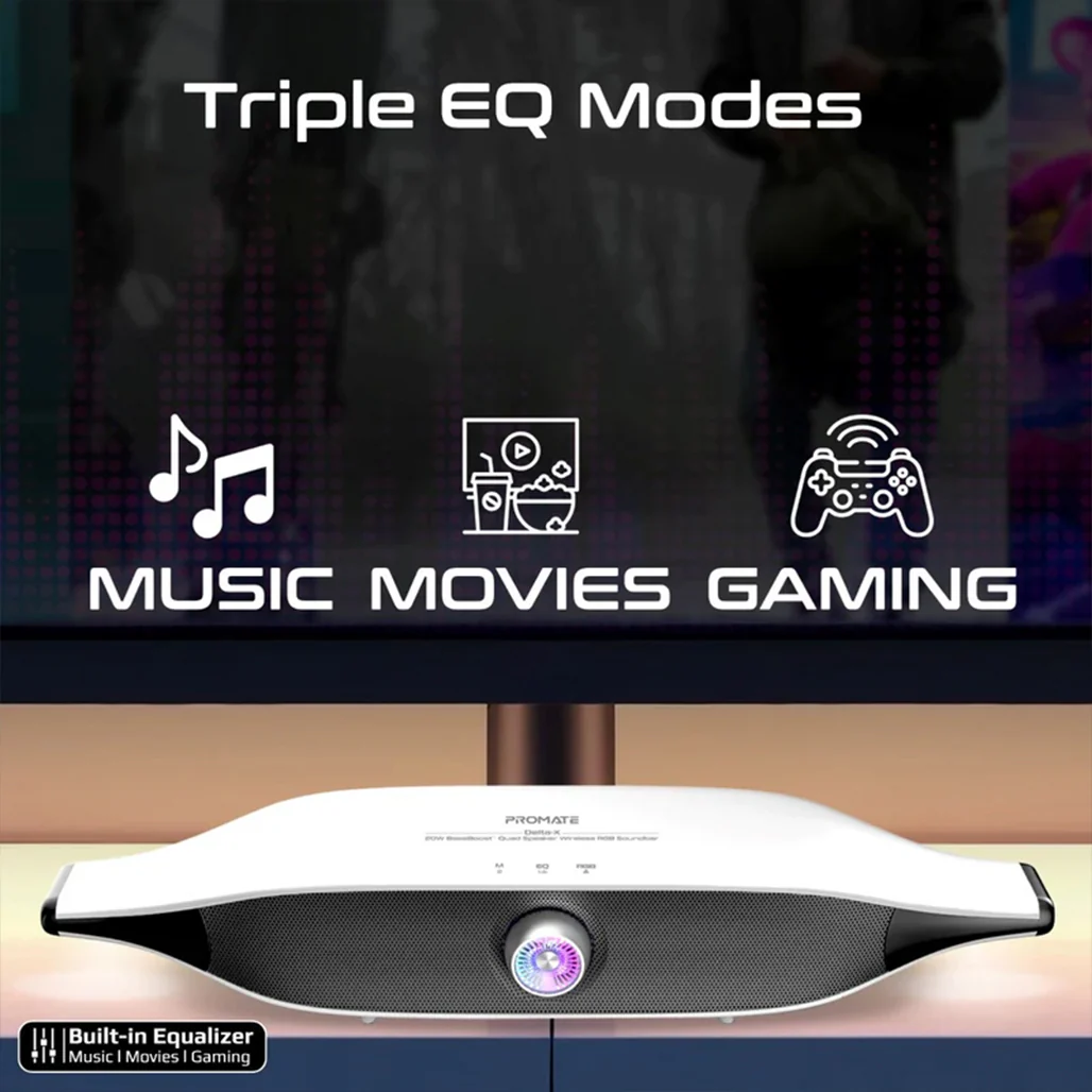 Promate Delta-X - 20W BassBoost™ Quad Speaker Wireless RGB Soundbar - Image 9