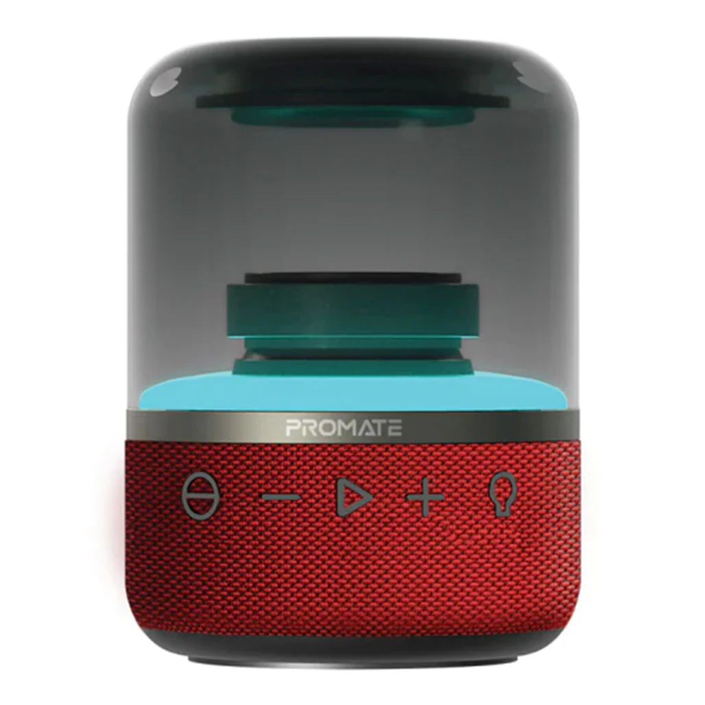 Promate Glitz HD - LumiSound 360° Surround Sound Speaker - Red