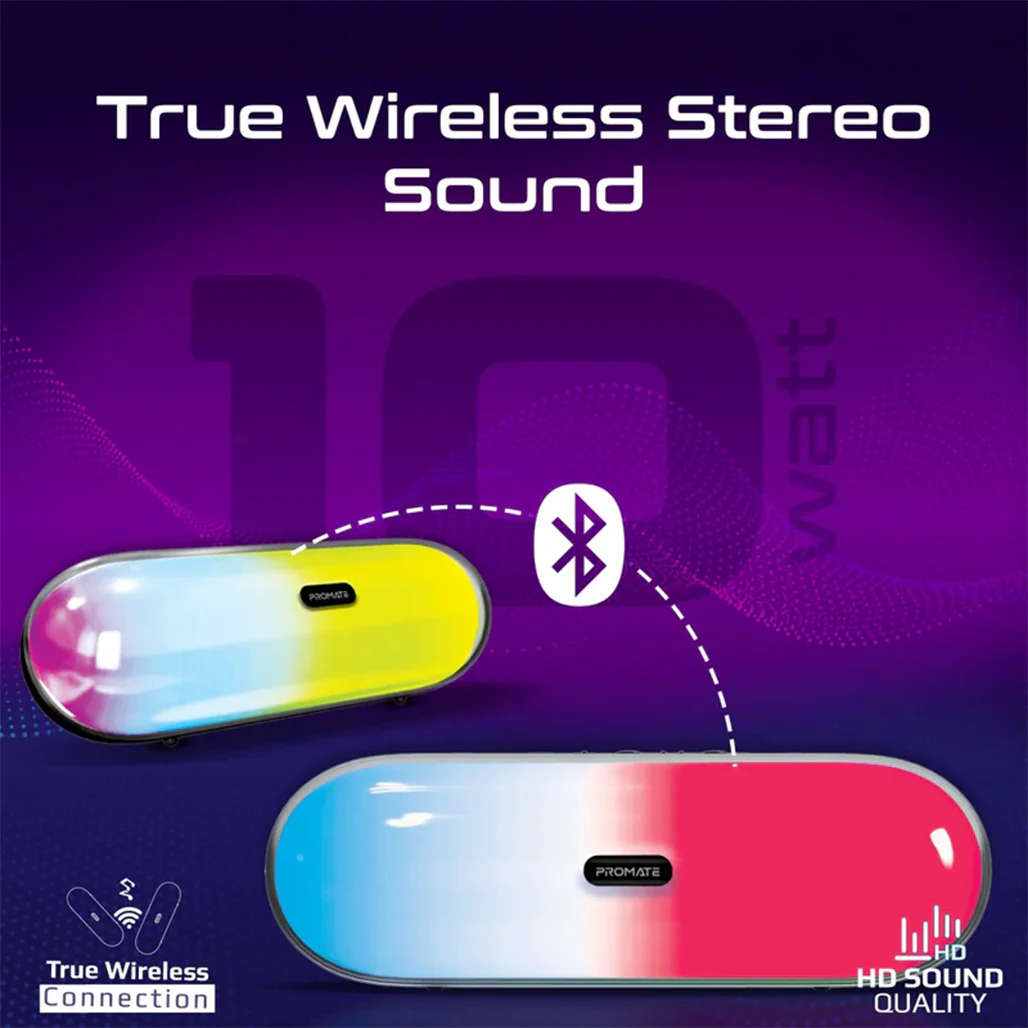 Promate LumiBar - High Fidelity True Wireless Bluetooth v5.3 Speaker - Image 6