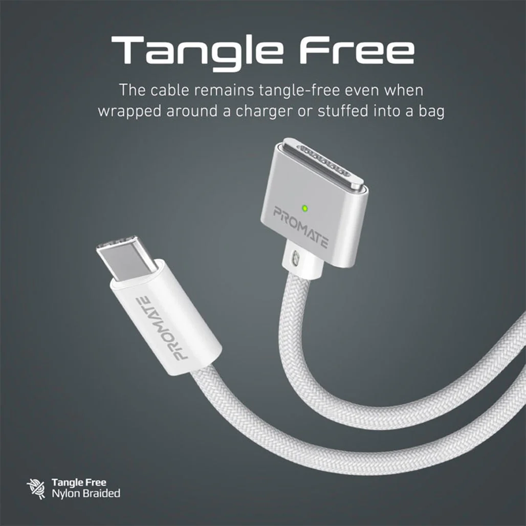 Promate MAGCORD-140PD 140W USB-C to MagSafe 3 Charging Cable for MacBook | High Tensile Strength & 2m Length - Image 2