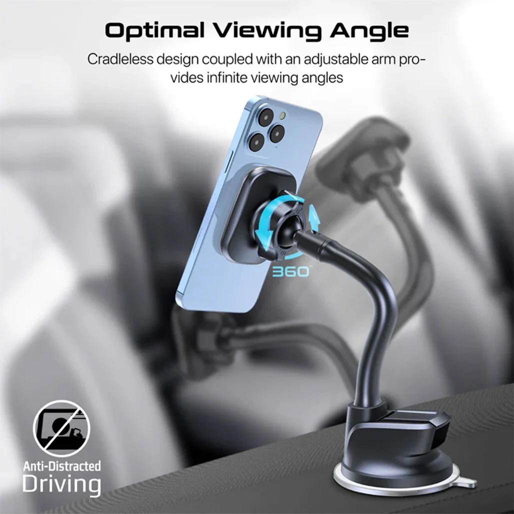 Promate MagMount-L SecureGrip™ Magnetic Smartphone Holder – Cradleless Dashboard & Windshield Mount with 360° Rotation - Image 5