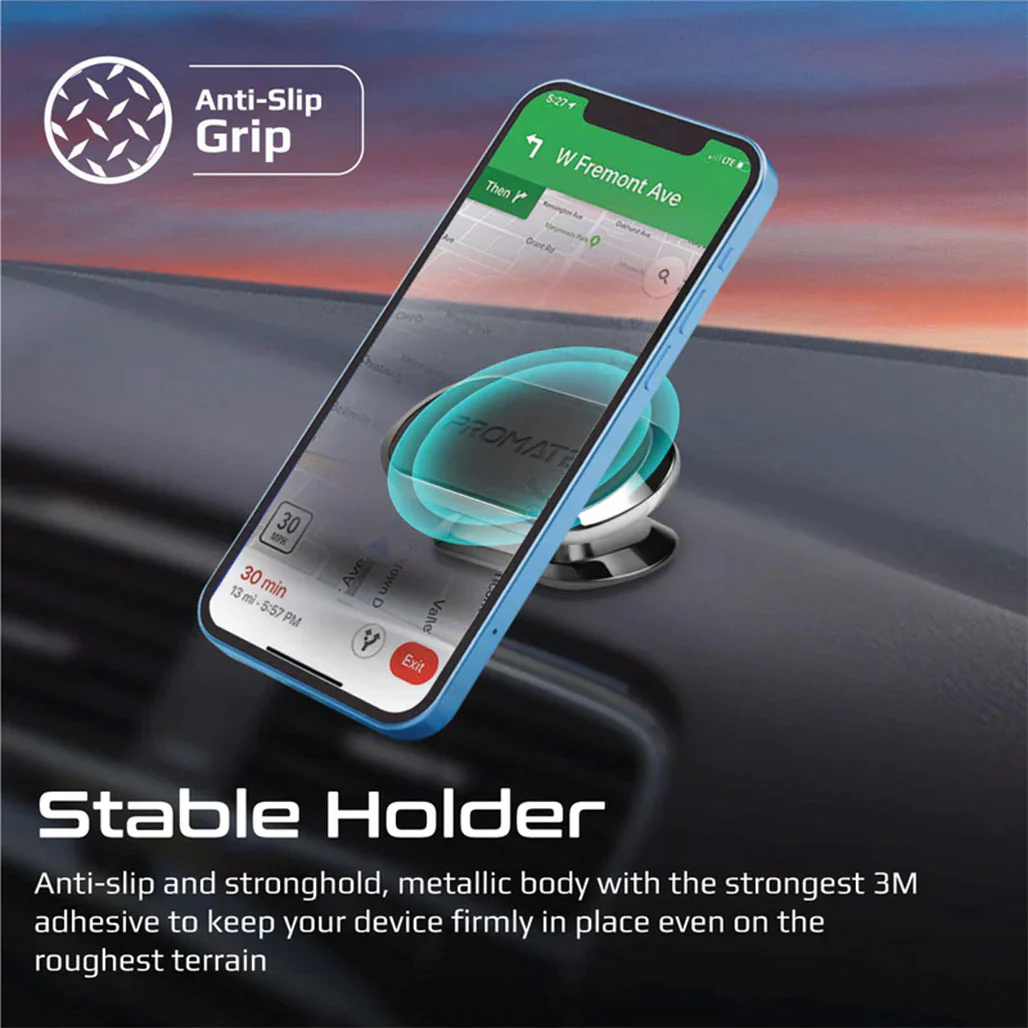 Promate Magnetto-3 360° Anti-Slip Magnetic Mount – Universal Magnetic Phone Holder with Enhanced Stability - Image 3