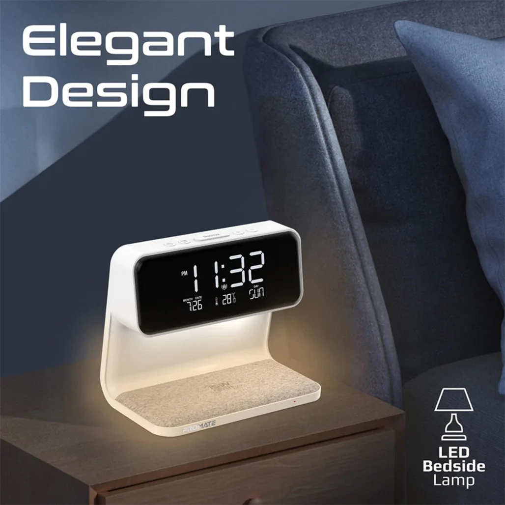 Promate Lumix-15W Multi-Function LED Alarm Clock with 15W Wireless Charger - Image 4