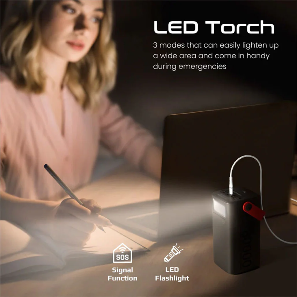 Promate PowerMine-80 - 80000mAh High-Capacity 65W Fast-Charging Power Pack with LED Light - Image 5