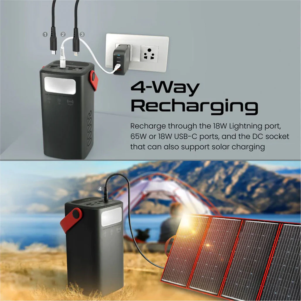 Promate PowerMine-80 - 80000mAh High-Capacity 65W Fast-Charging Power Pack with LED Light - Image 7