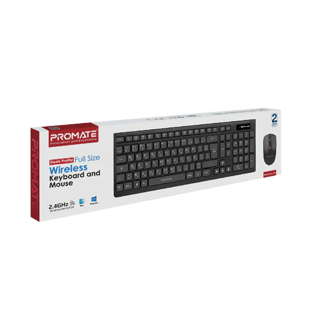 Promate ProCombo-12 - Sleek Full-Size Wireless Keyboard and Ambidextrous Mouse Set - Image 3