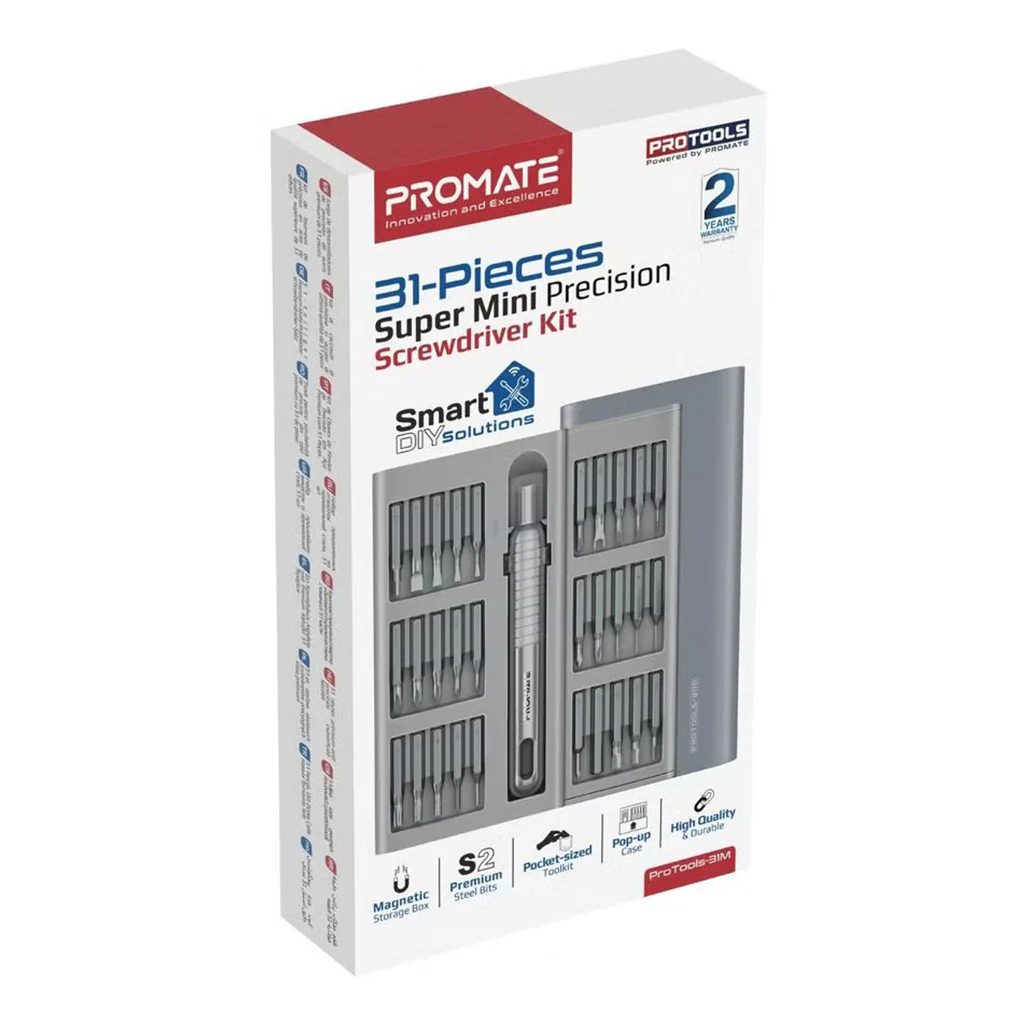 Promate Protools-31M - 31-Piece Super Mini Precision Screwdriver Kit with Magnetic Bits - Image 2