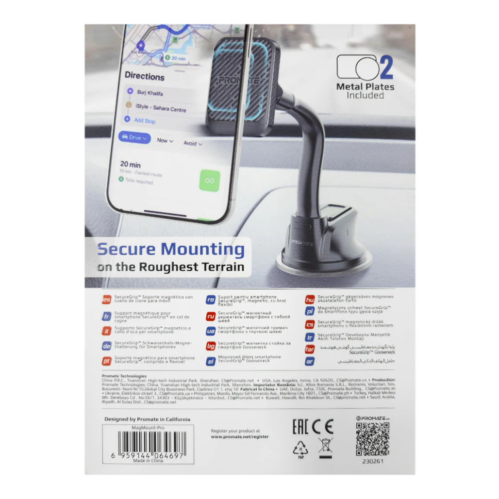 Promate SecureGrip Gooseneck Magnetic Smartphone Holder | MagMount-Pro – 360˚ Rotatable, N52 Magnets, Heat-Resistant Suction Cup - Image 3