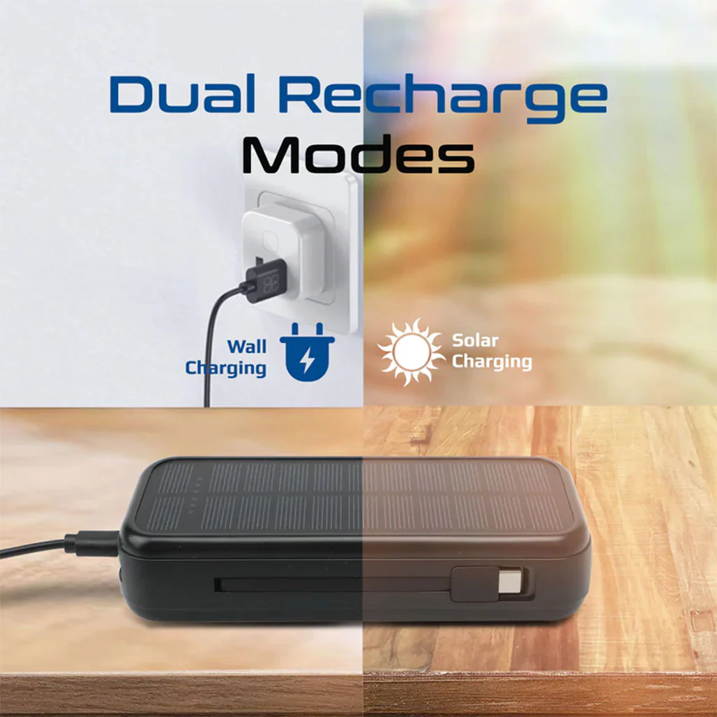 Promate SolarTank-20PDCi 20000mAh EcoLight™ Solar Power Bank with Built-in USB-C & Lightning Cables - Rugged, Quick Charging, Multi-Device Support - Image 9