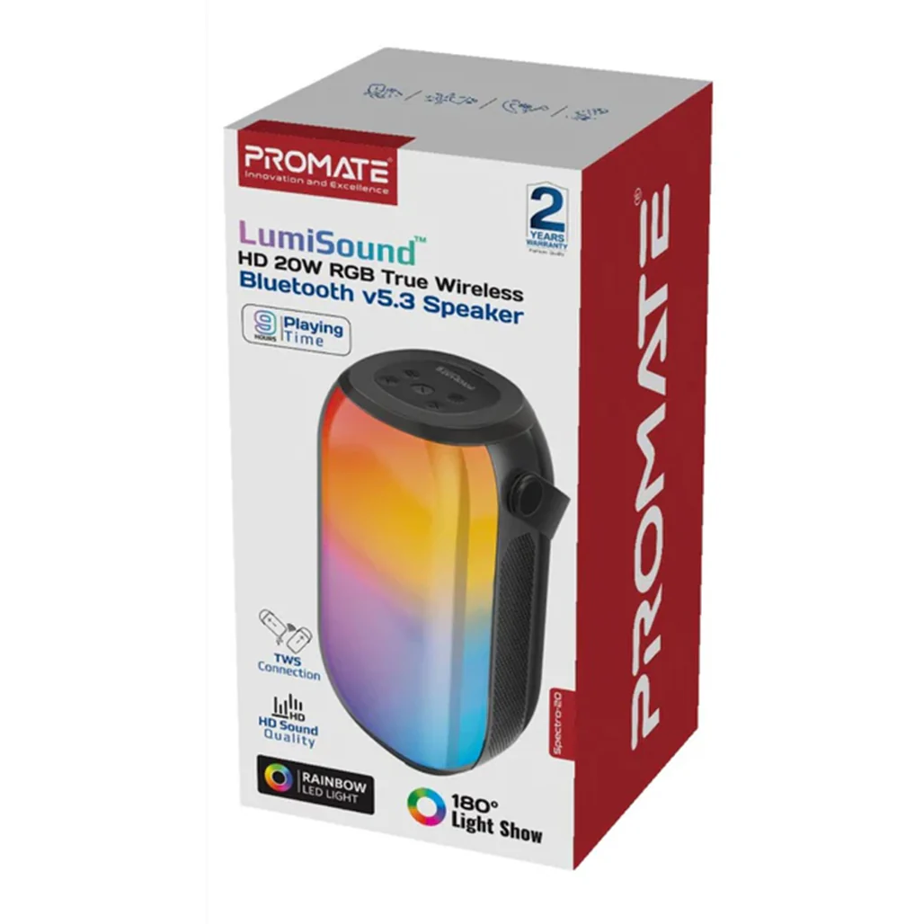 Promate Spectro-20 - 20W RGB Bluetooth Speaker - Image 2