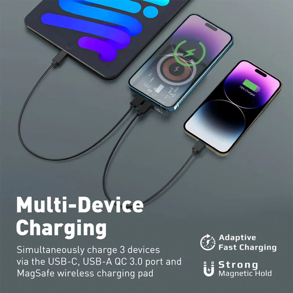 Promate TransPack-5 Transparent 15W MagSafe Wireless Charging Power Bank - 5000mAh with 20W Power Delivery & Quick Charge 3.0 - Image 8