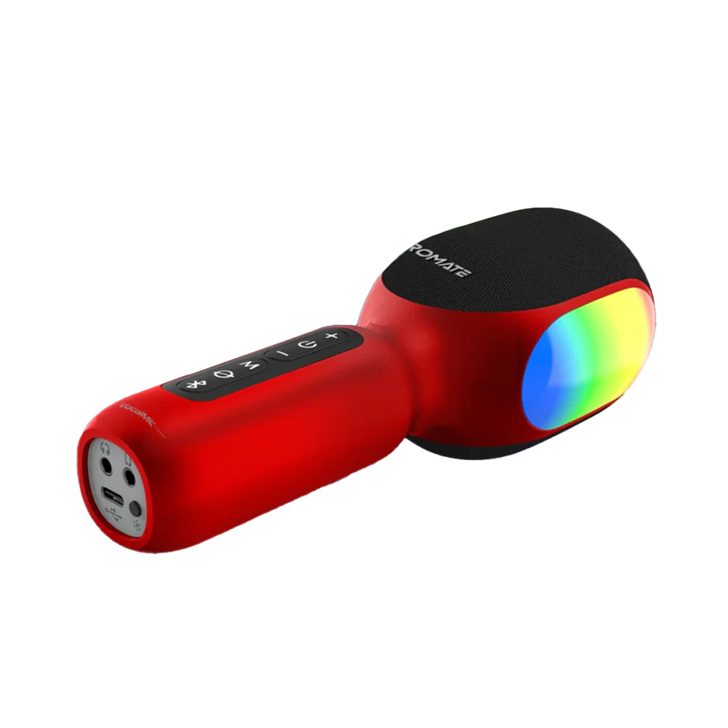 Promate VocalMic 5-in-1 Wireless Karaoke Microphone & Speaker - Red - Image 2