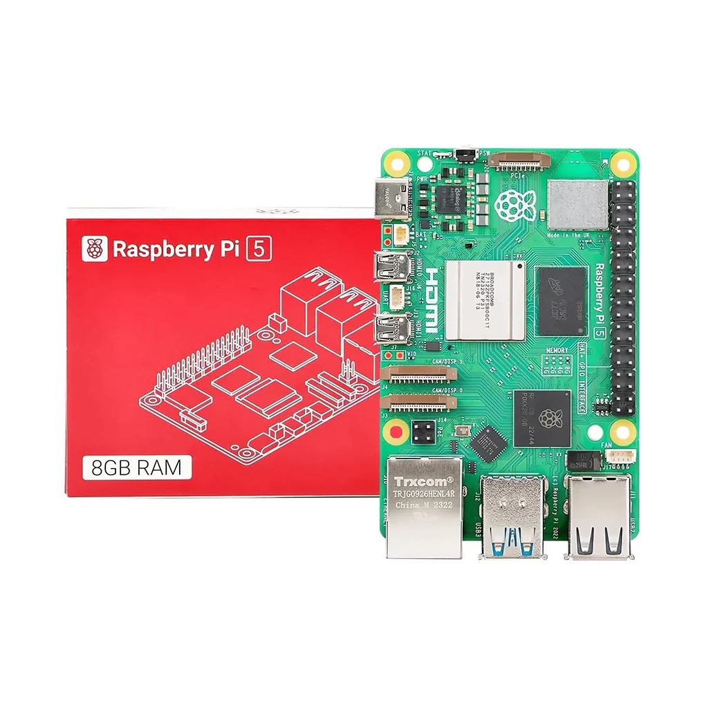 Raspberry Pi 5 Model B 8GB RAM – Quad-Core Arm Cortex-A76, USB 3.0, PCIe 2.0, Dual 4K HDMI, Enhanced Performance