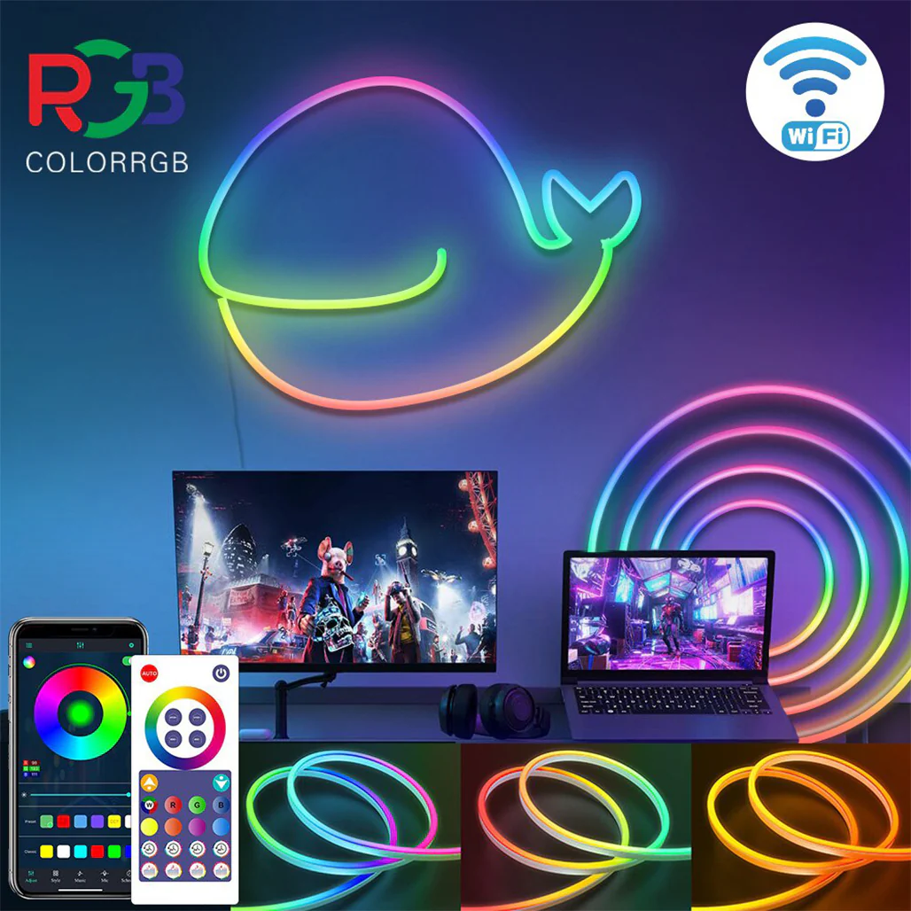 RGB-IC LED Neon Rope Light – Smart Color Changing Strip with Voice & App Control for Home Decor - Image 5
