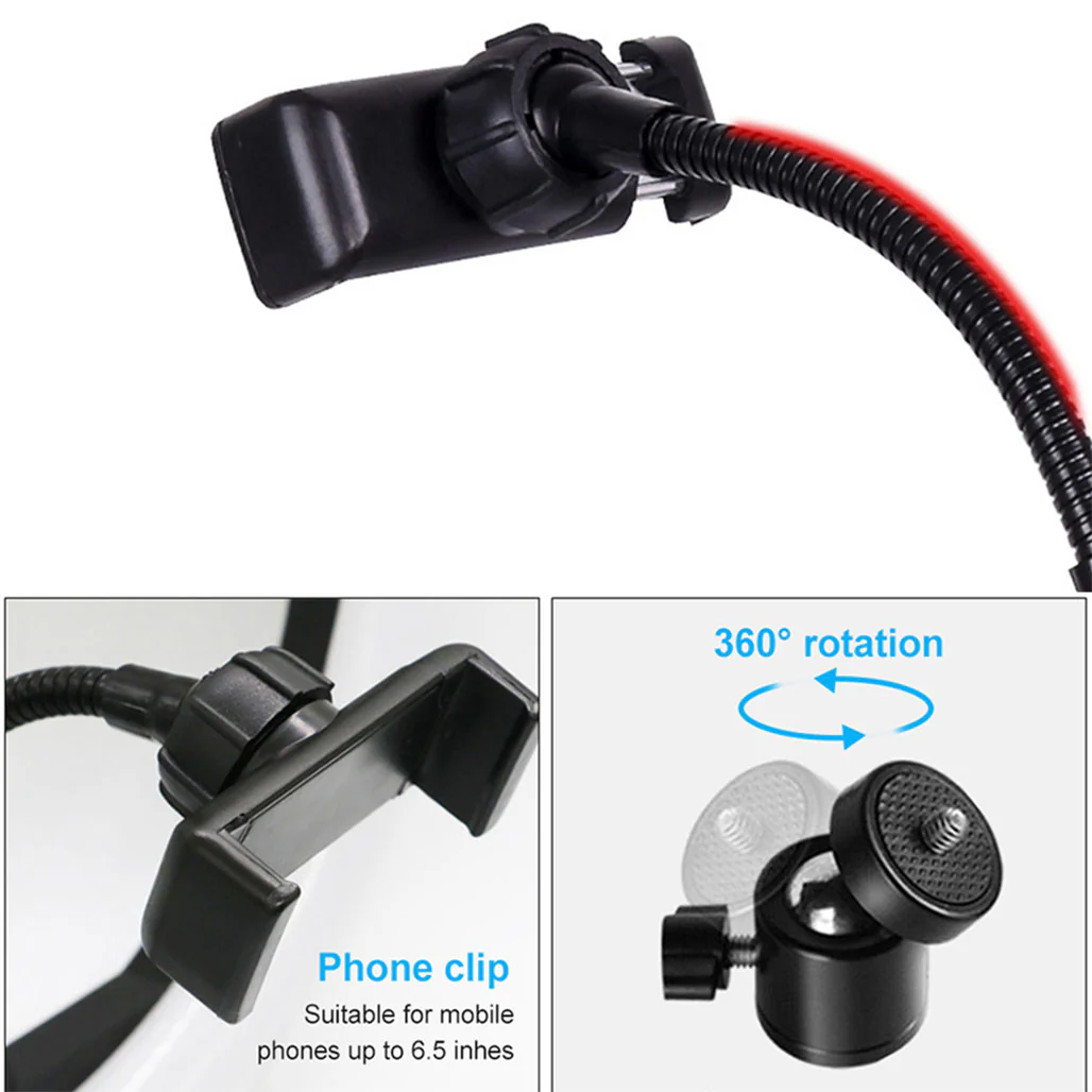 RGB LED Ring Light with Phone Clip – Adjustable Brightness and Color for Photography, Video, and Live Streaming - Image 2