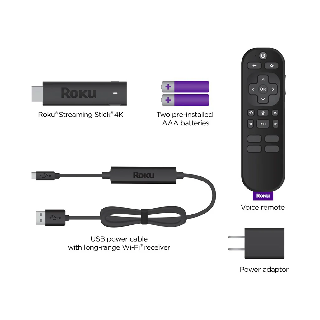 Roku Streaming Stick 4K with Voice Remote and Long-Range Wi-Fi - Black | HDR10+ Support, Compatible with Apple HomeKit, Alexa, Google Assistant - Image 4