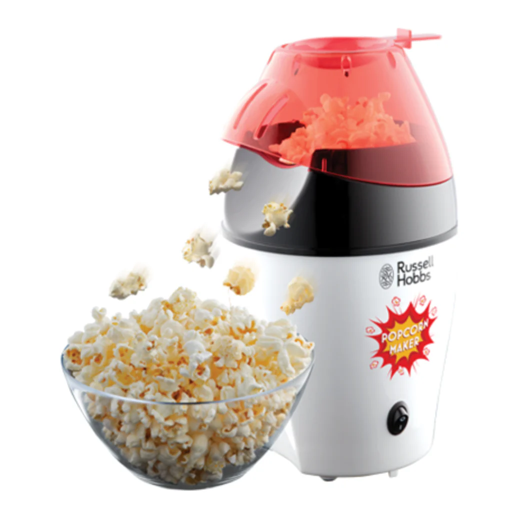 Russell Hobbs Fiesta Popcorn Maker – 12-Cup Oil-Free Hot Air Popcorn Machine