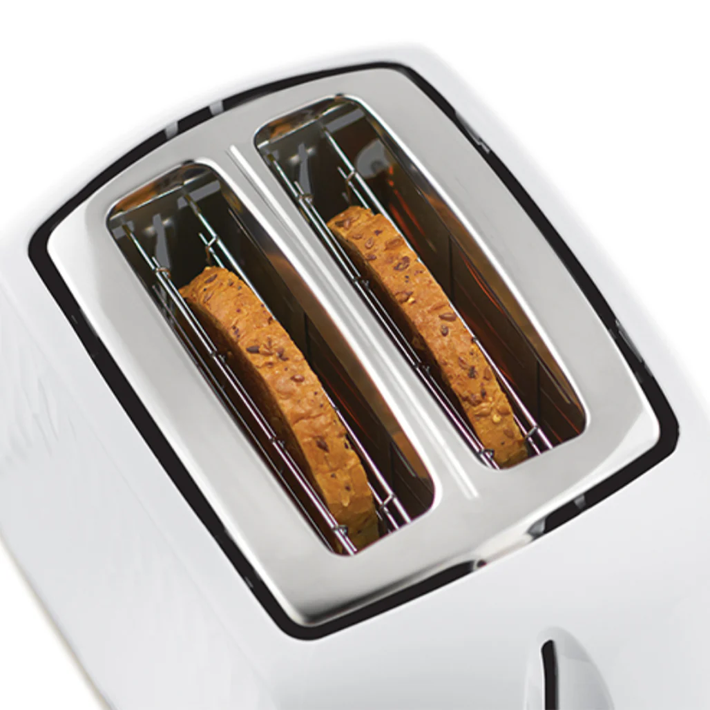 Russell Hobbs Honeycomb White 2 Slice Toaster – Extra Wide Slots - Image 3
